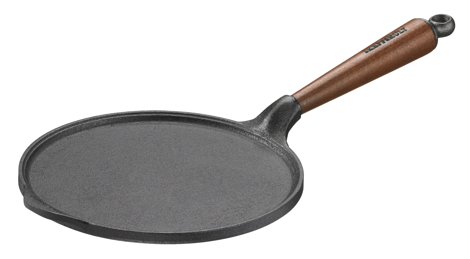 Pfannkuchenpfanne Gusseisen 23 cm mit Holzgriff