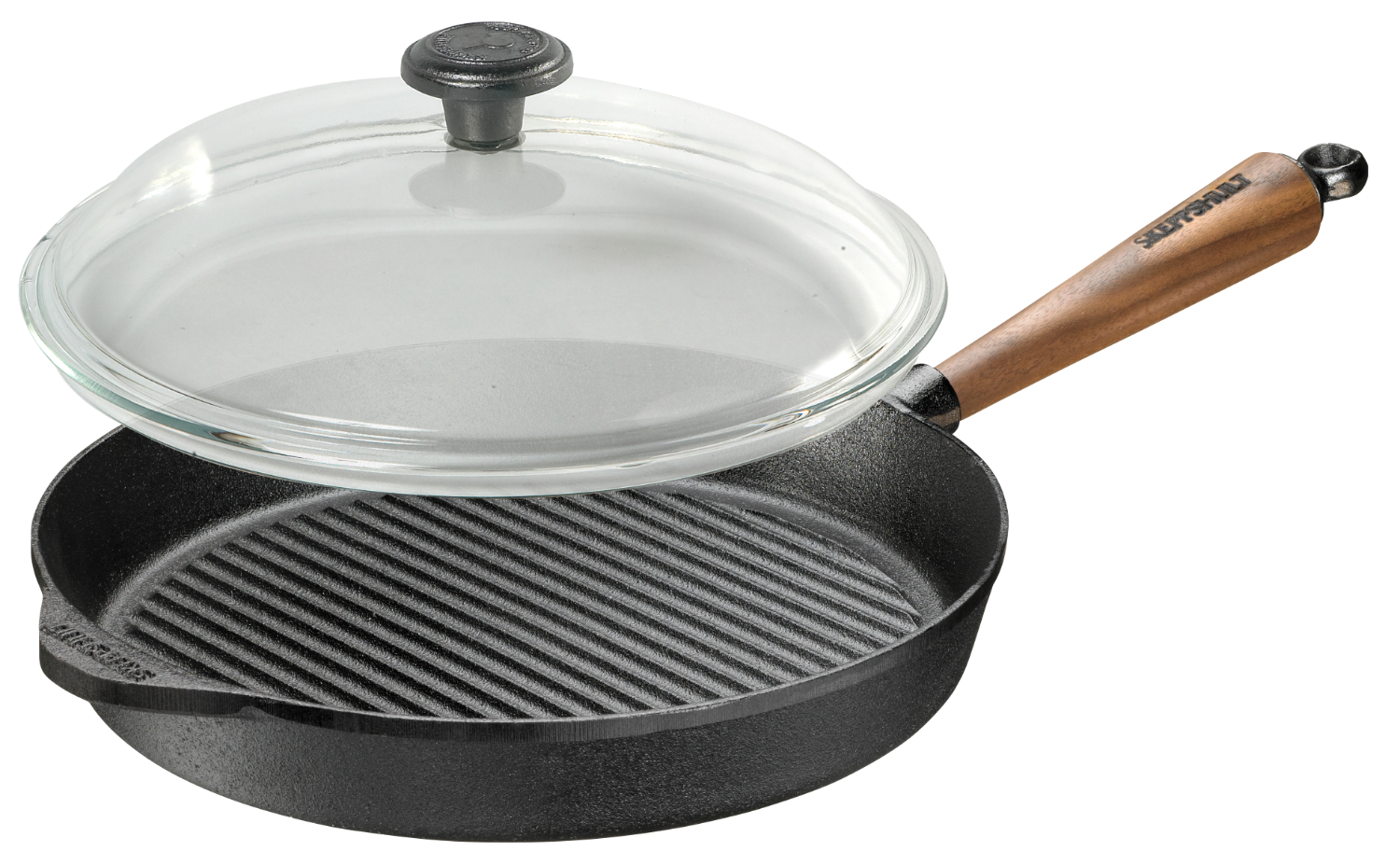 Skeppshult Grillpfanne Walnussgriff mit Deckel 28 cm