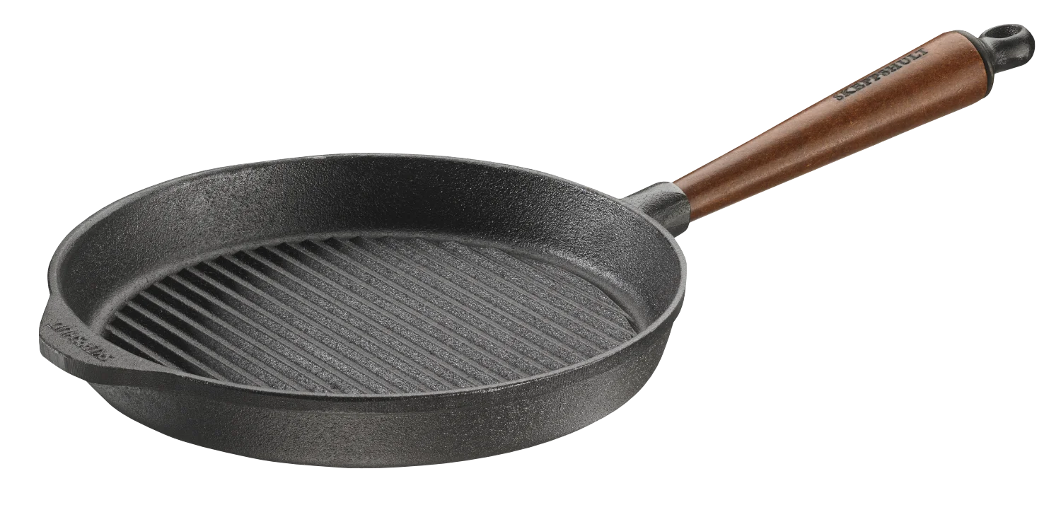 Skeppshult Grillpfanne Holzgriff 28 cm Skeppshult Grillpfanne Rund Gusseisen 0025T